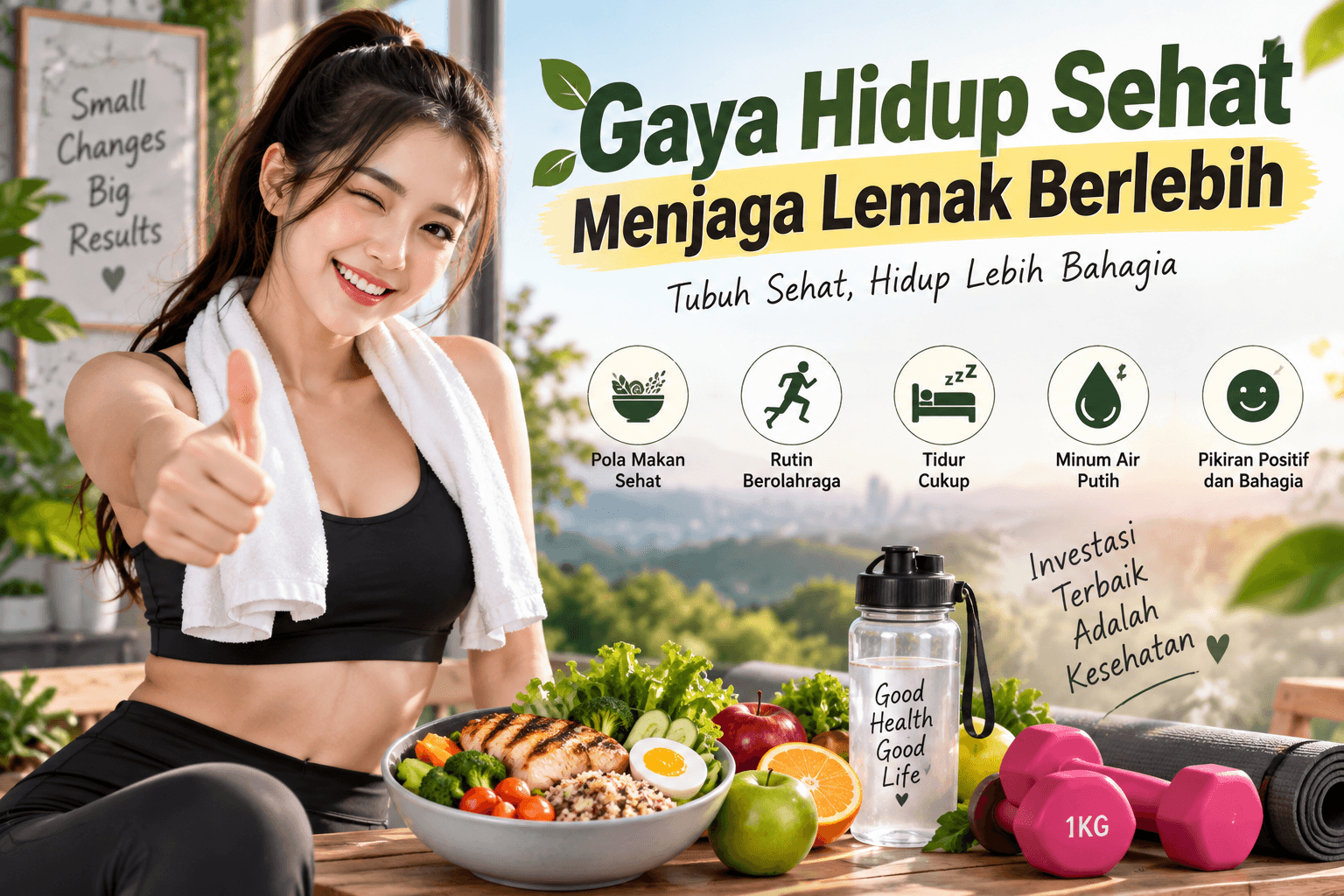 Wanita menerapkan gaya hidup sehat untuk menjaga lemak berlebih